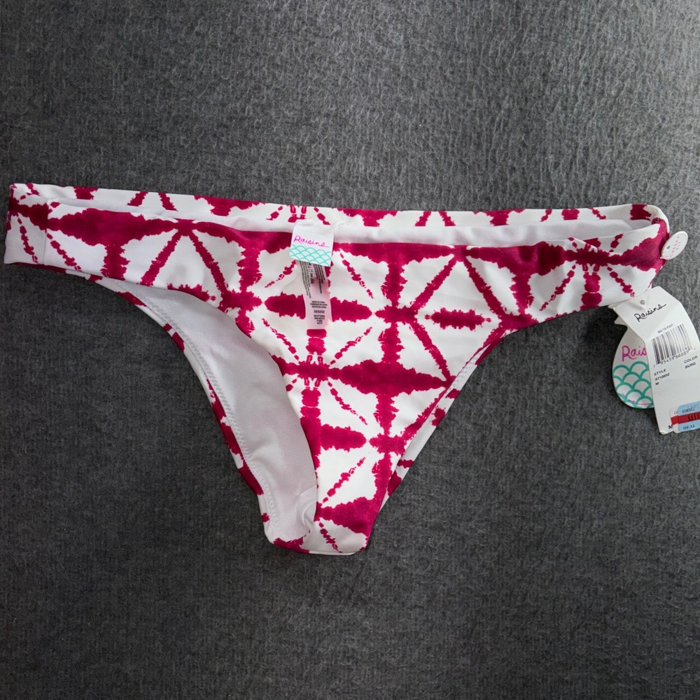 Raisins Mai Tai Bikini Bottom Burgundy White Tie Dye Swim Medium X710852